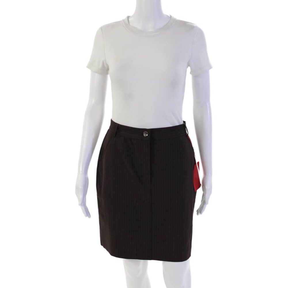 Max & Co Womens Striped Zippered Casual Straight Lined Skirt Brown Size 42